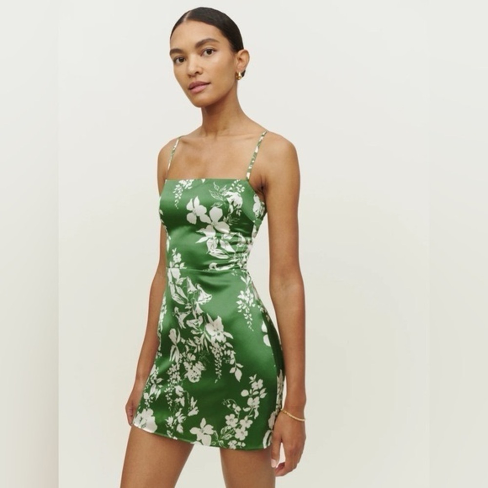 Reformation Silk Green Kosta Dress
